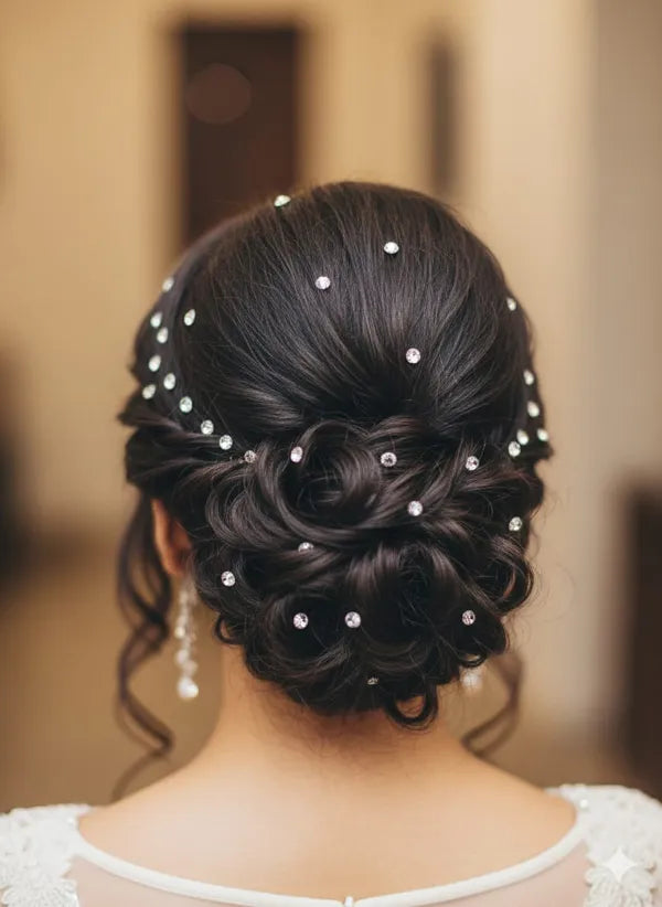 Multi Size Rhinestone Hair Stickers Pack of 2