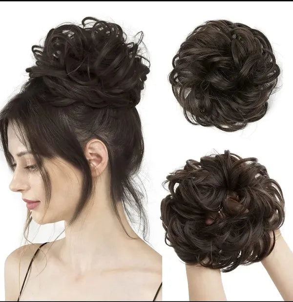 Messy Hair Donut Scrunchie Natural Brown