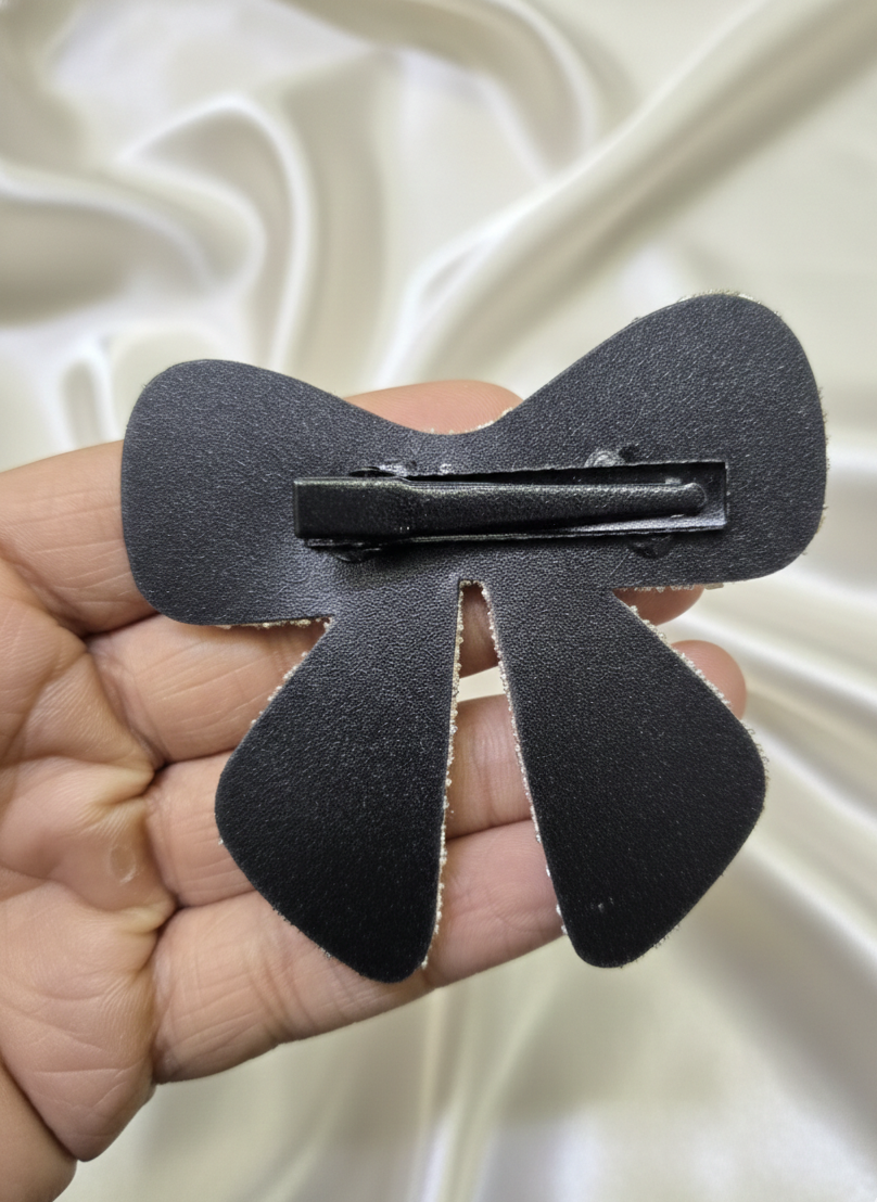 Small Size Embellished Hair Bow Pin (Pack of 2)