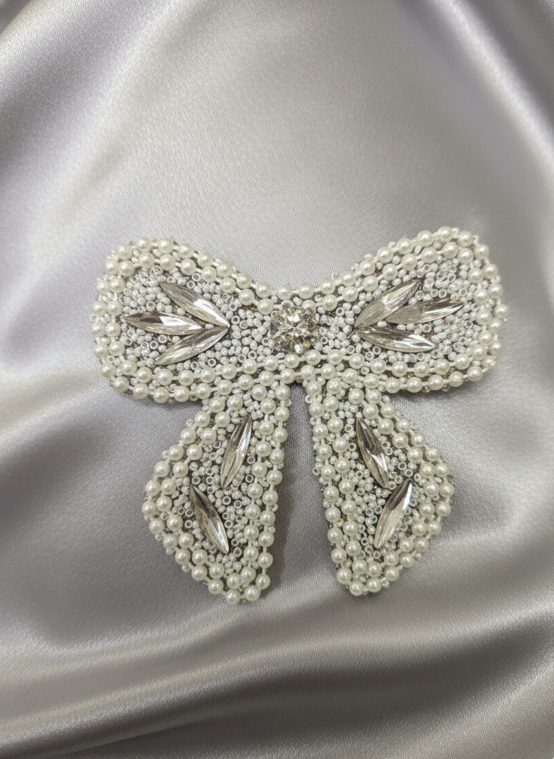 Small Size Embellished Hair Bow Pin (Pack of 2)