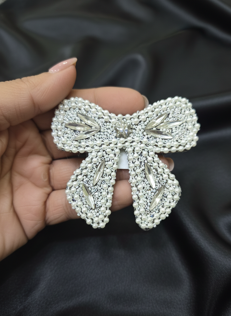 Small Size Embellished Hair Bow Pin (Pack of 2)