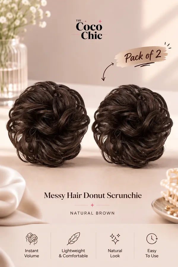 Pack of 2 Messy Hair bun natural brown