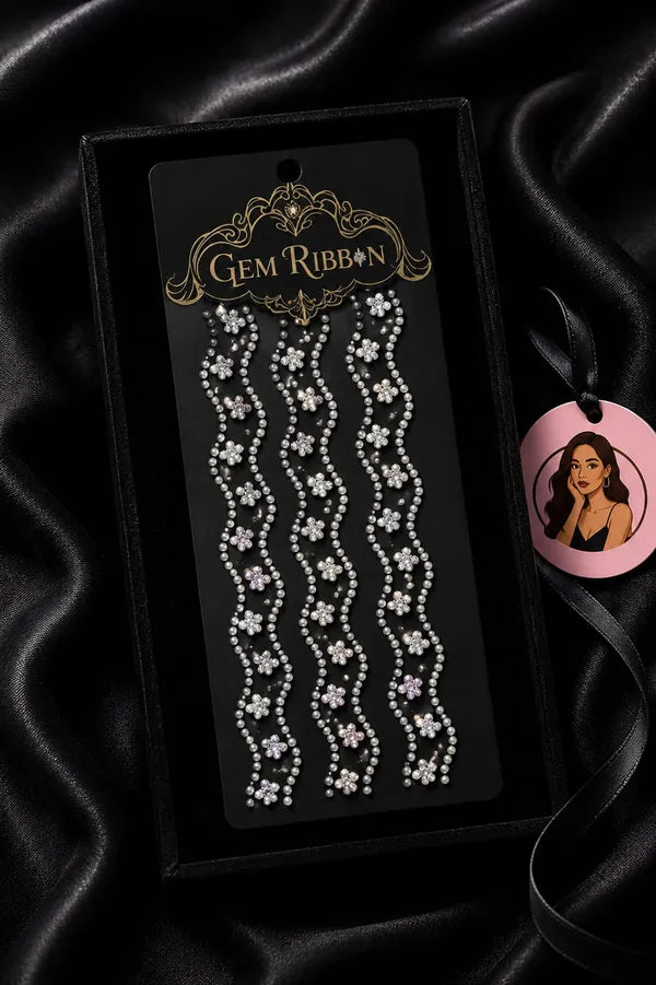 Single Strip Pearl and Star Stone Hair Stickers (Pack of 2)