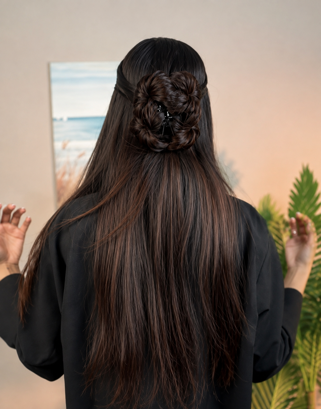 4 Flower Clip On Hair Bun