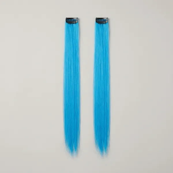 Colored Single clip Hair streaks Blue Pack Of 4