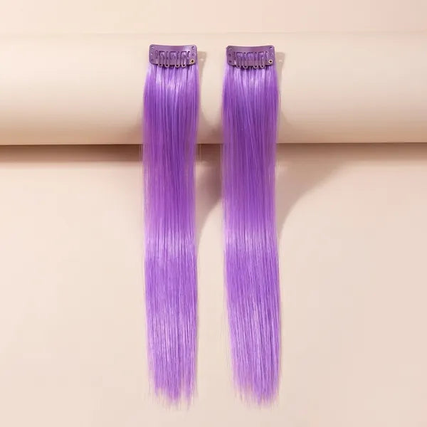 Colored Single clip Hair streaks Purple Pack Of 4