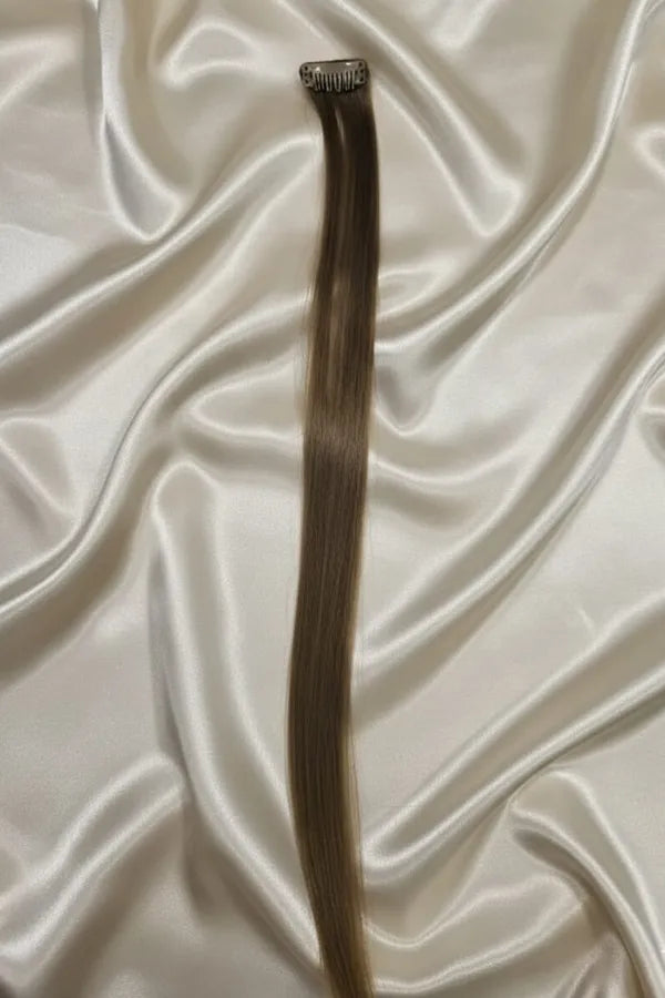 Single clip Hair streaks Natural Brown Pack Of 4