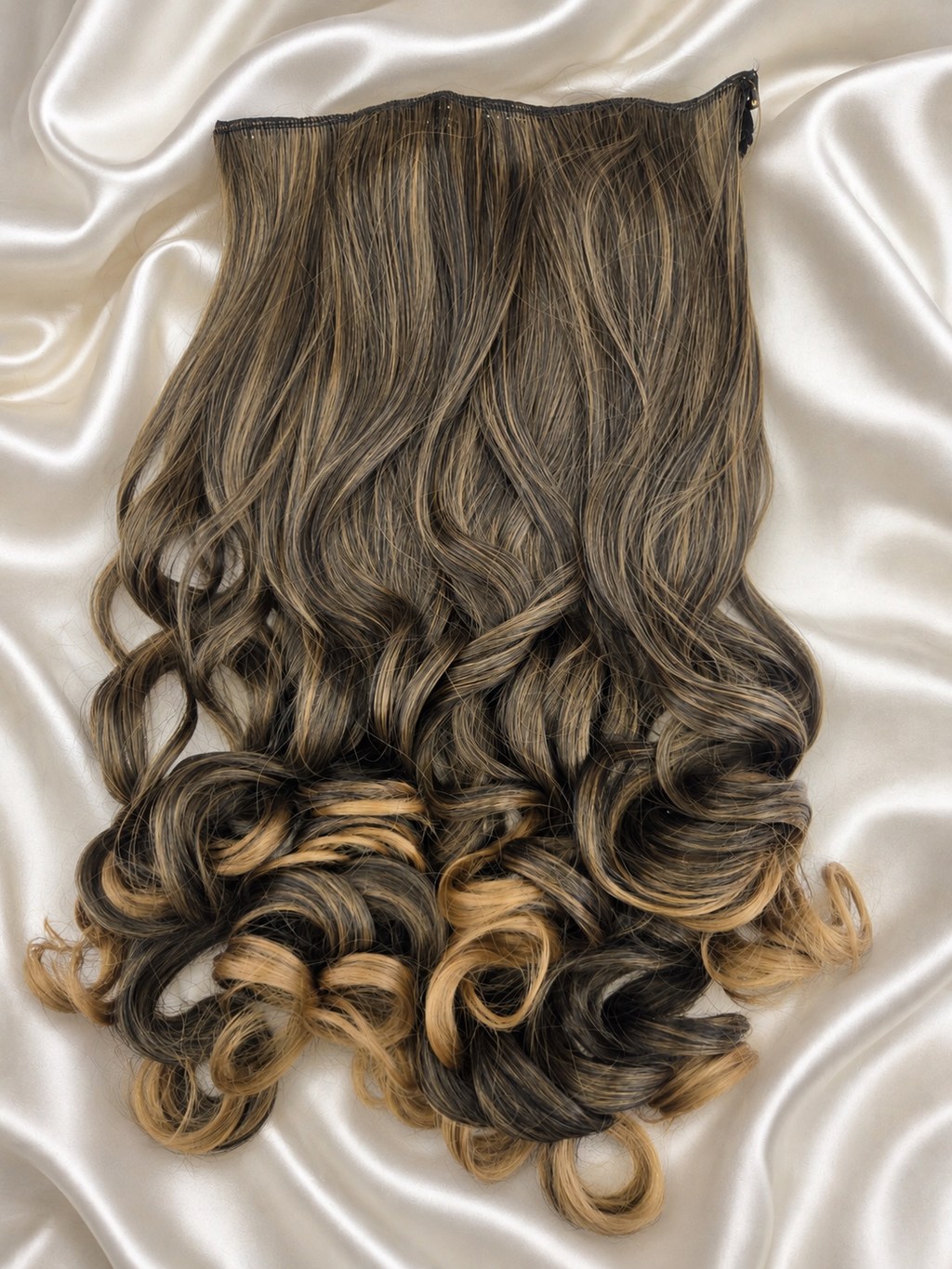 5 Clip-In Heavy Curls Hair Volumizer, Caramel brown ombré