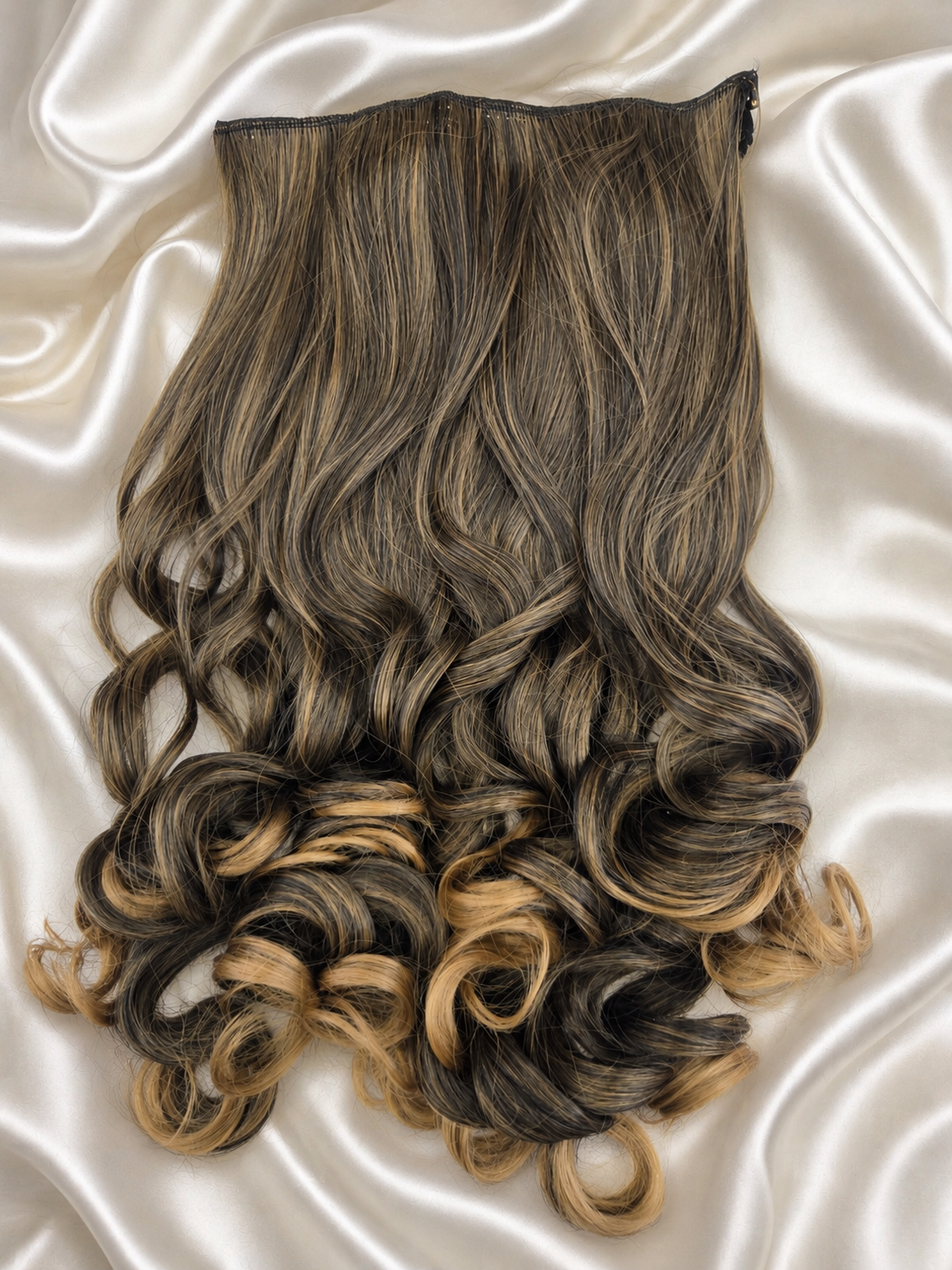 5 Clip-In Heavy Curls Hair Volumizer, Caramel brown ombré