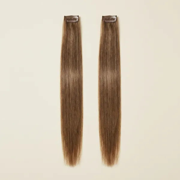 Single clip Hair streaks Natural Brown Pack Of 4