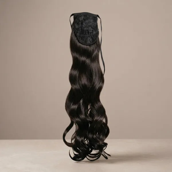The Coco Chic Seamless Wrap Around Wavy Ponytail For Thin Hair Natural Brown
