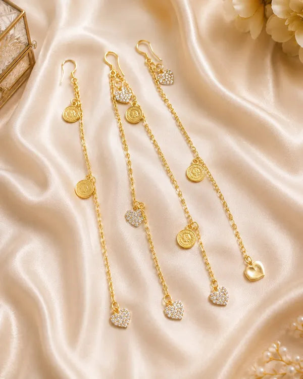 Stone dangling hair strings ( set of 4 strings)