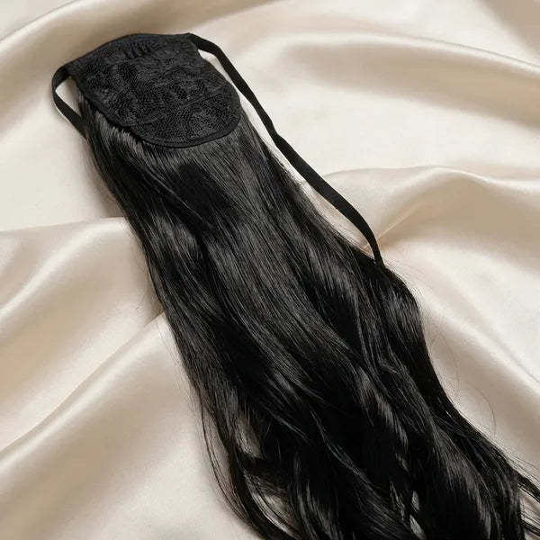 The Coco Chic Seamless Wrap Around Wavy Ponytail For Thin Hair Natural Brown