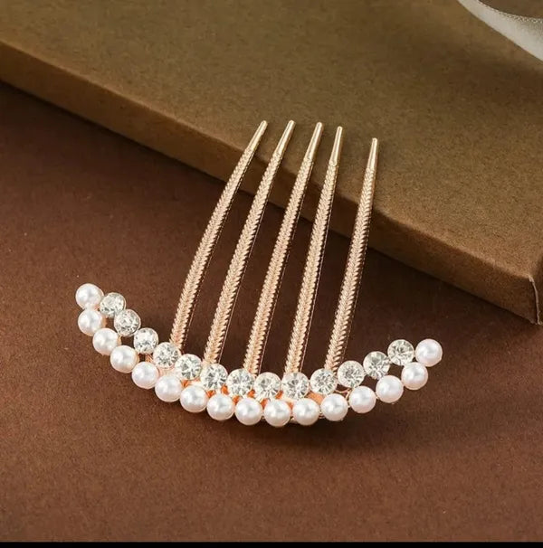 Pearl And Rhinestone Hair Comb Accessory (Pack of 2)