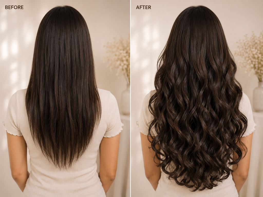5 Clip-In Heavy Curls Hair Volumizer Natural Brown