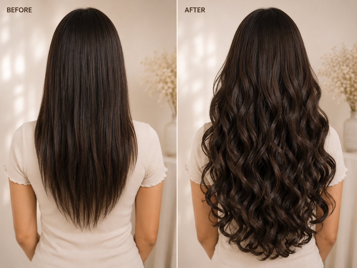 5 Clip-In Heavy Curls Hair Volumizer Natural Brown