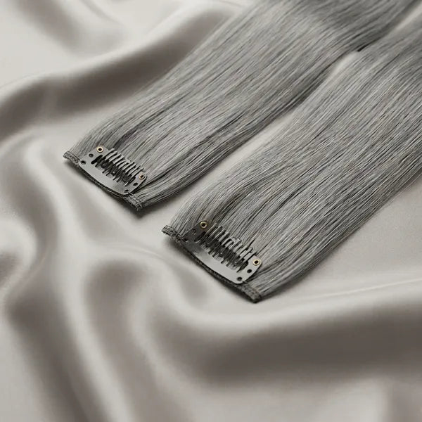 Colored Single clip Hair streaks Grey Pack Of 4