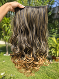5 Clip-In Heavy Curls Hair Volumizer, Caramel brown ombré