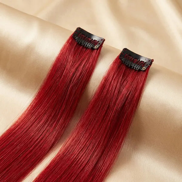 Colored Single clip Hair streaks Red Pack Of 4