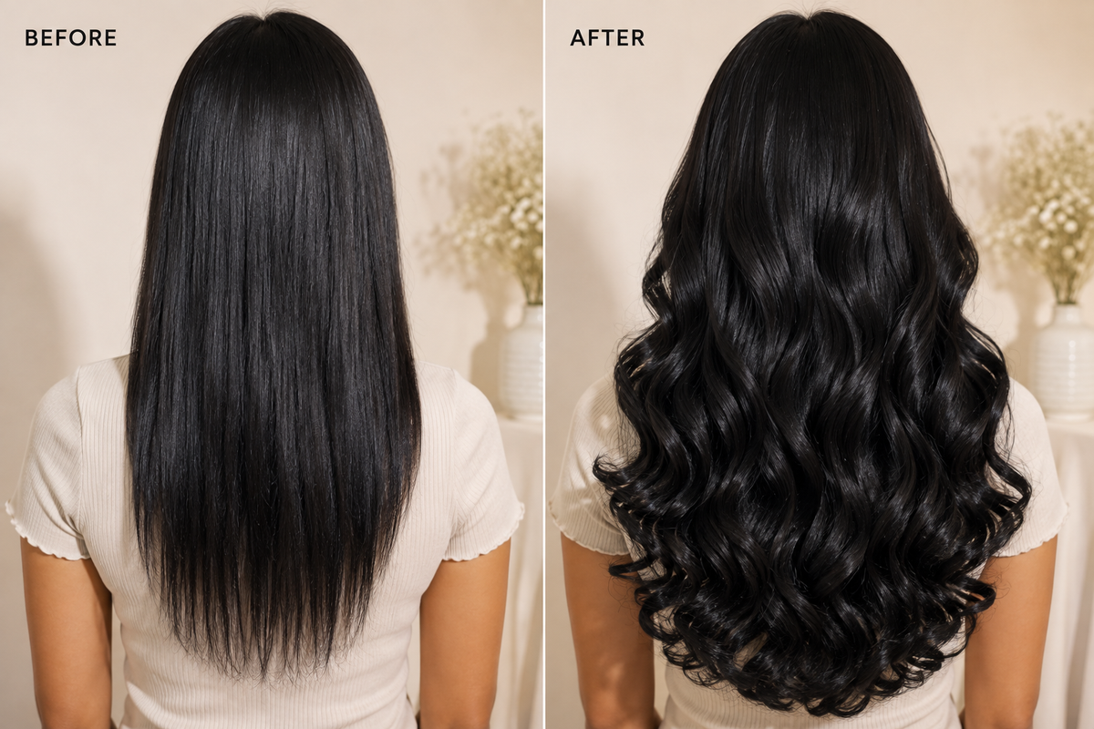5 Clip-In Heavy Curls Hair Volumizer Black