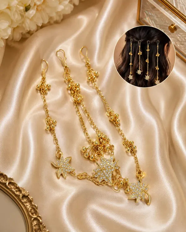 Leaf Stone Dangling Hair Strings ( Set of 4 )
