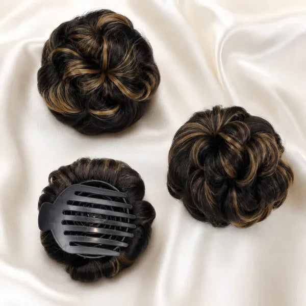 Nine Flower Hair Bun With Claw Clip