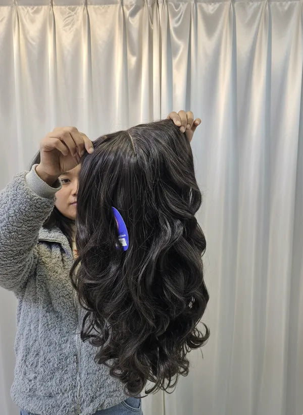 Full Head Curly Hair Lace Wig Natural Scalp Illusion