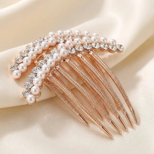 Pearl And Rhinestone Hair Comb Accessory (Pack of 2)