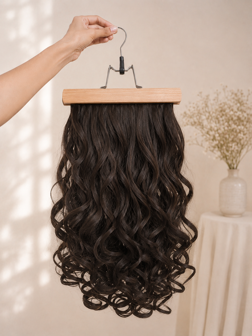 5 Clip-In Heavy Curls Hair Volumizer Natural Brown