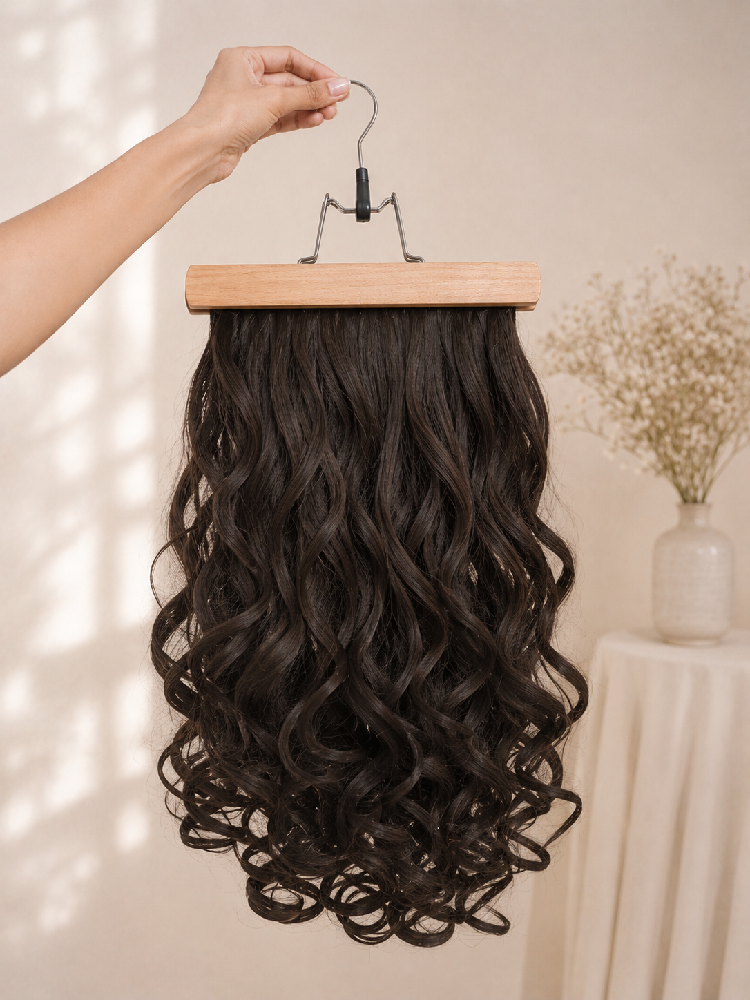 5 Clip-In Heavy Curls Hair Volumizer Natural Brown