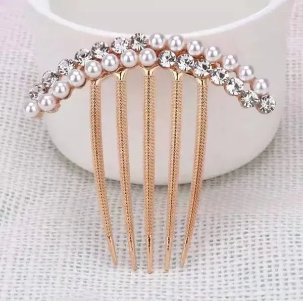 Pearl And Rhinestone Hair Comb Accessory (Pack of 2)