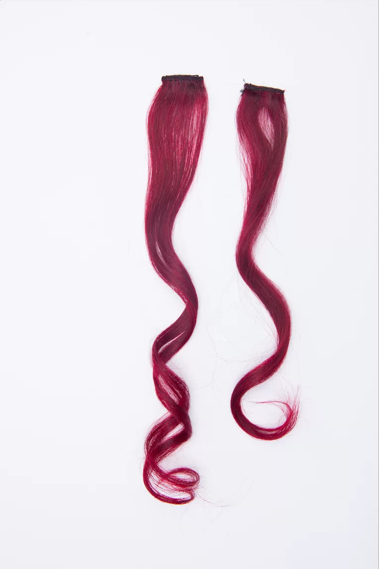 Colored Single clip Hair streaks Maroon Pack Of 4