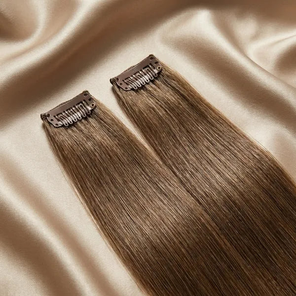 Single clip Hair streaks Natural Brown Pack Of 4